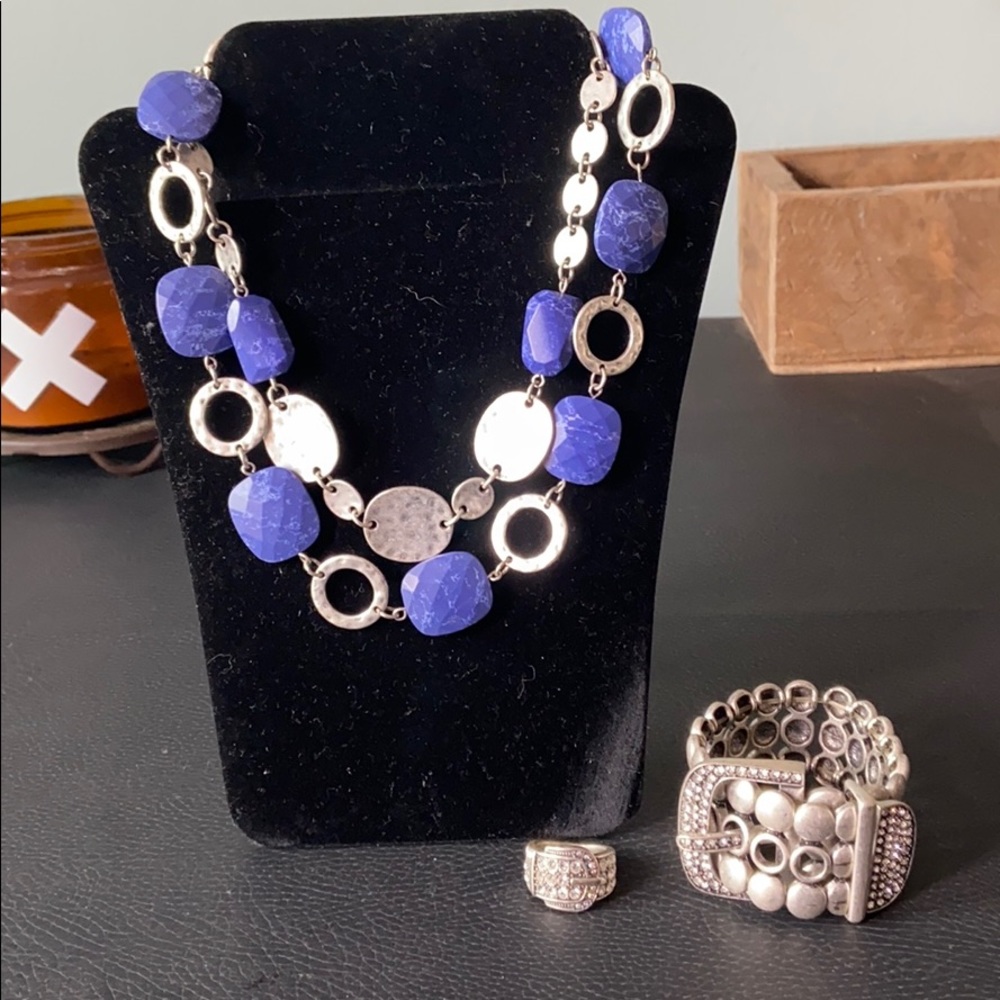 Necklace, bracelet and ring